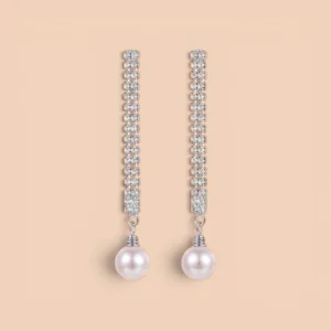 Elegant Pearl Drop Long Dangle Earrings