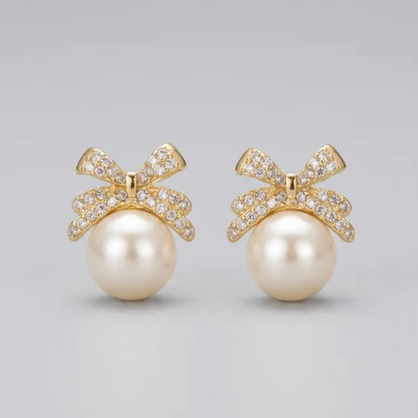 Luxury Pearl Bow Stud Earrings